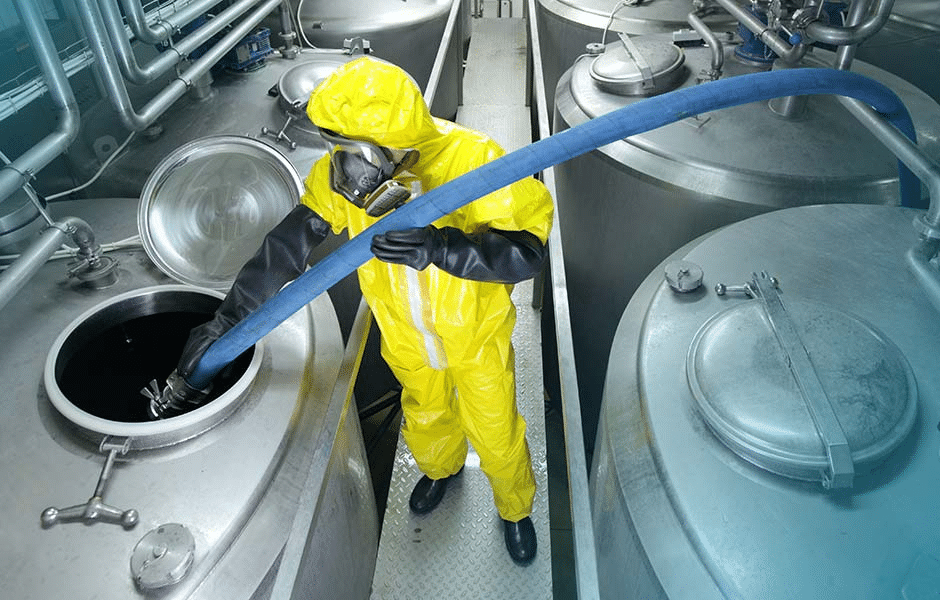 Lebensmittelschlauch im Einsatz